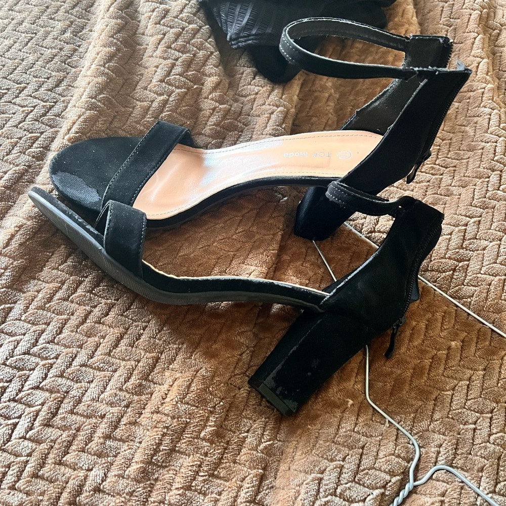 Black ankle strap heel